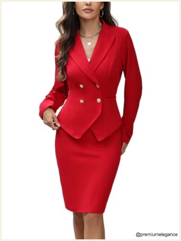 2 Piece Skirt Suit Set Blazer And Pencil Skirt Office Work